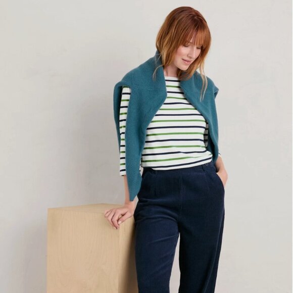 Seasalt Cornwall Striped Organic Cotton Sailor Top Size 8 - Picture 1 of 7